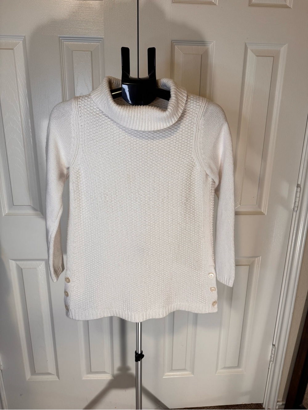 Talbots Cowl-Neck Knit Sweater with Button Side Detail